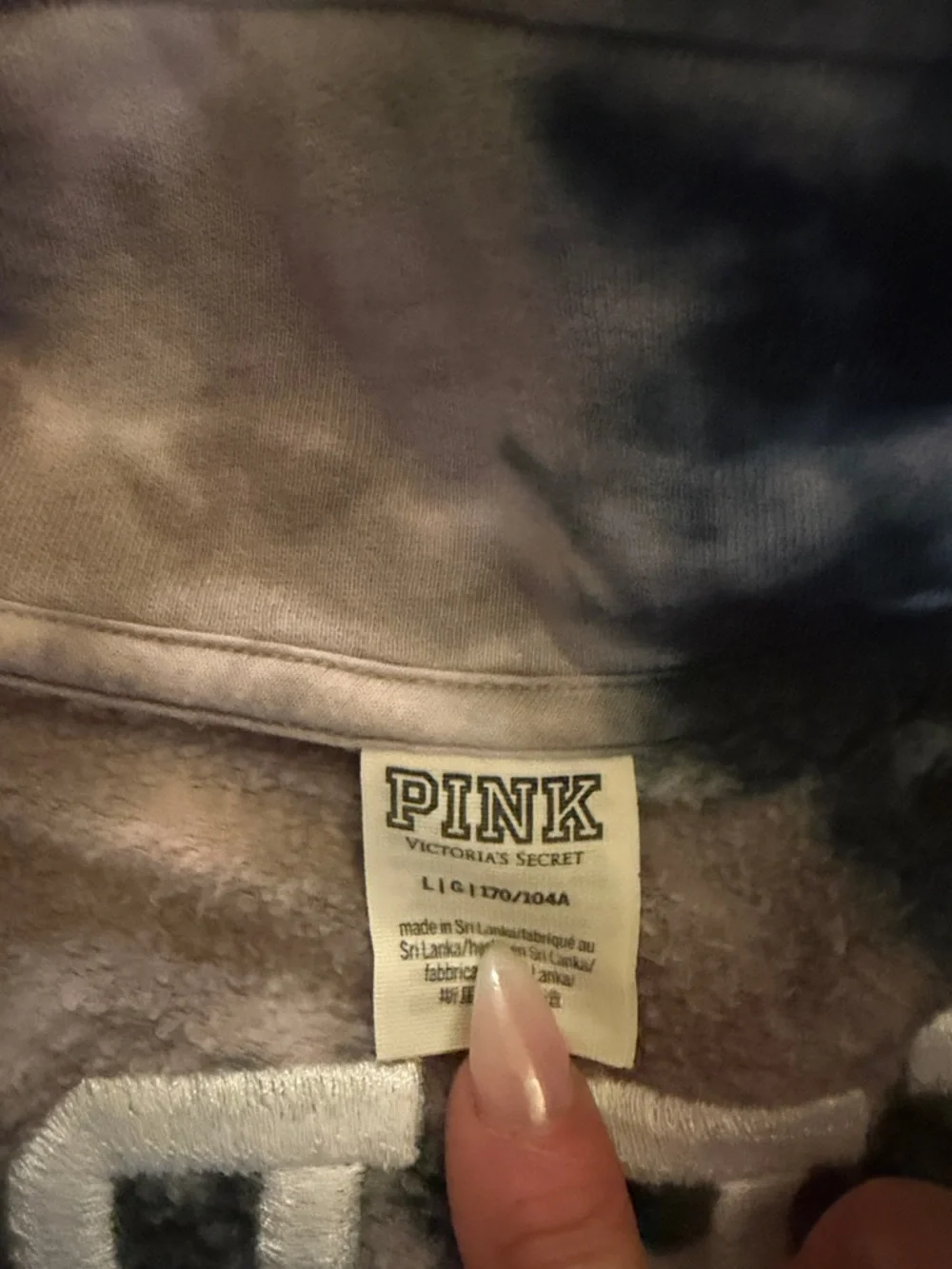 PINK Victoria's Secret Gray and Black Tie-Dye Half-Zip - Picture 3 of 4